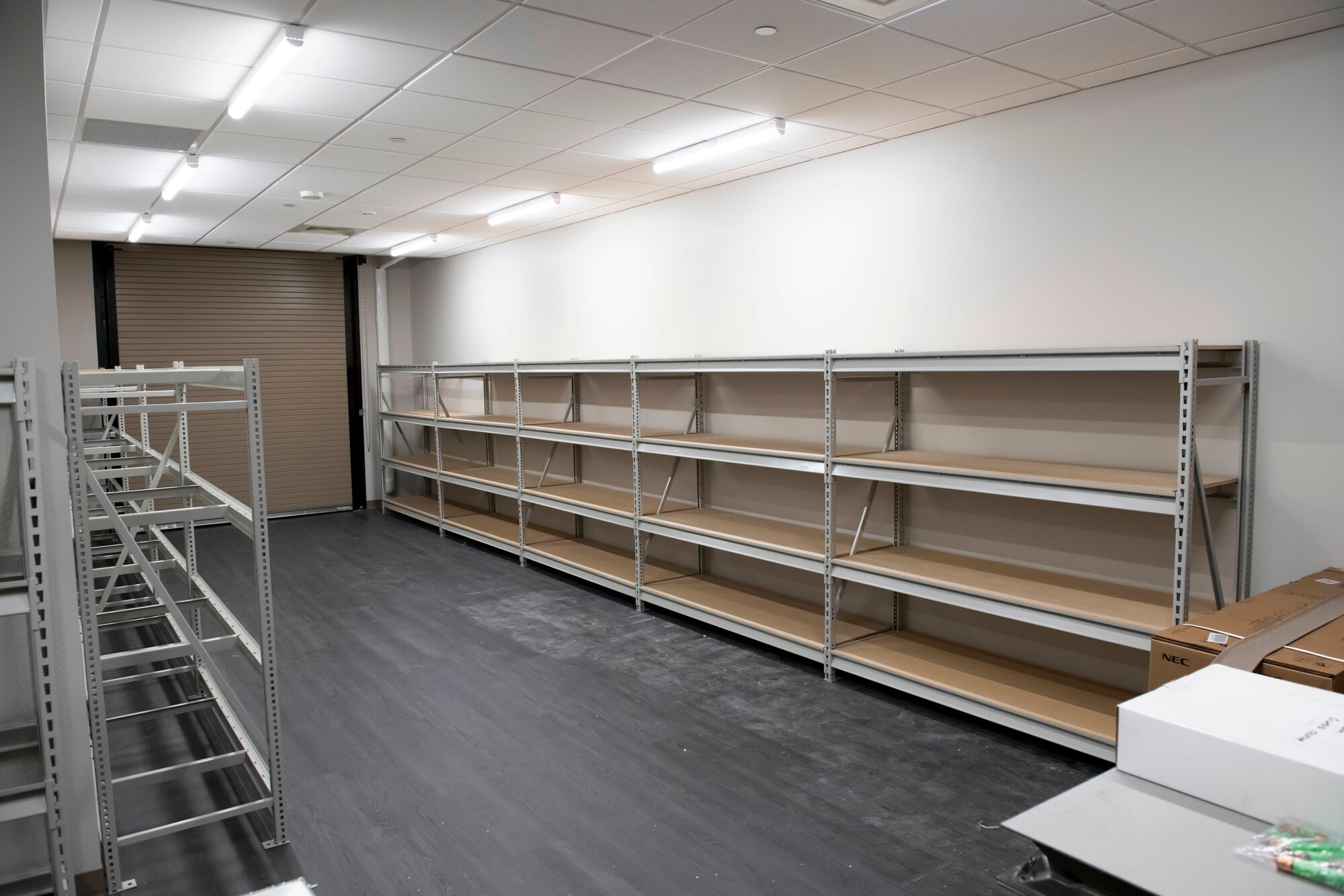 Picture of storage room with loading bays.