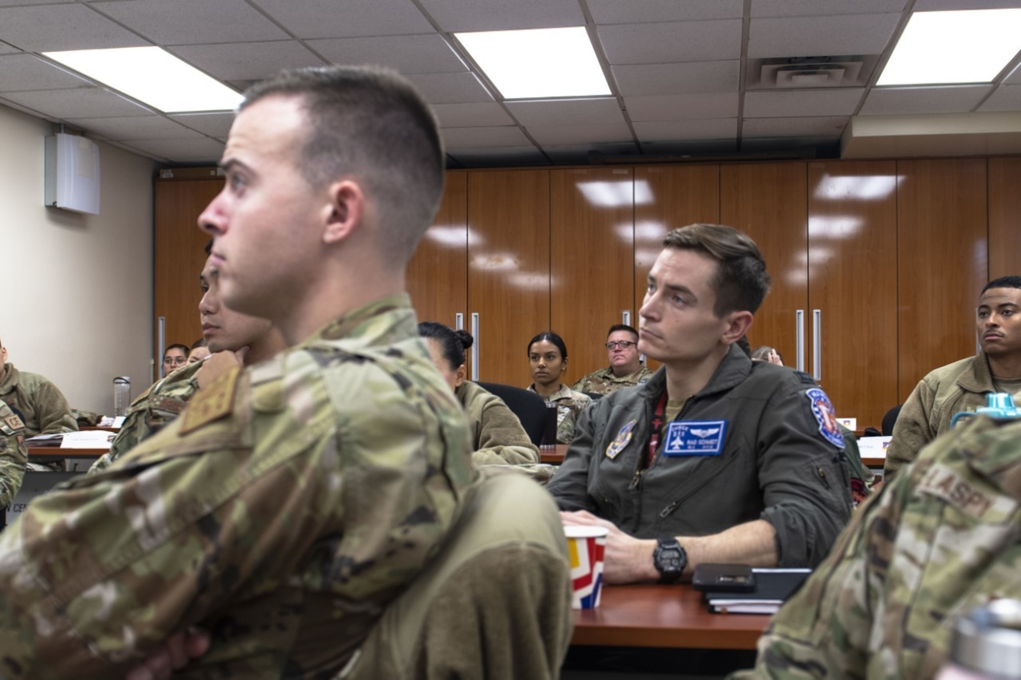 Students focus on a lesson during a Flight Commander Leadership Course at Osan Air Base, Republic of Korea, Dec. 7, 2022.