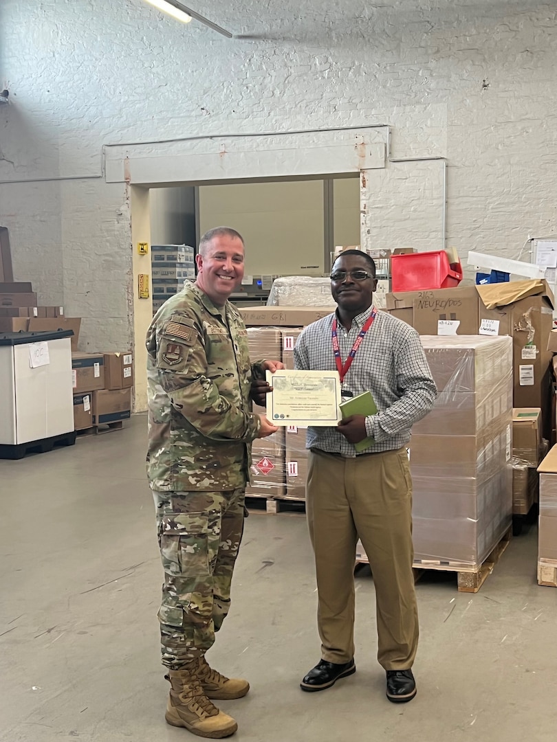 Arimiyao Yacoubou, a Logistics Supply Systems Analyst at Landstuhl Regional Medical Center (LRMC), was recently recognized by the Defense Health Agency (DHA), for transitioning LRMC and Army Health Clinics from Defense Medical Logistics Standard Support (DMLSS) to a single, web-based application.