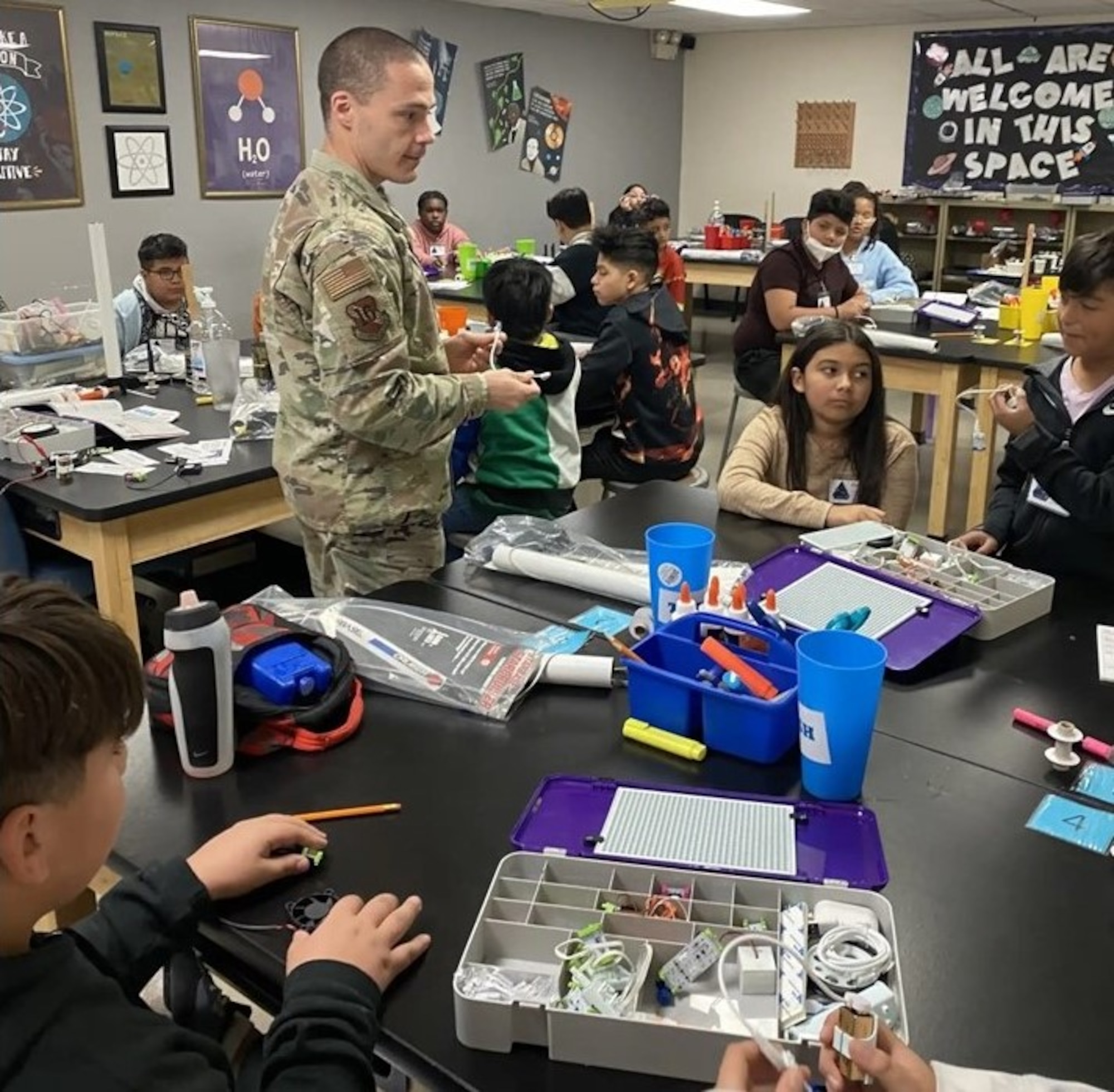 Technical Sgt. Jeremiah “Bulldog” Loop, 16th AF, NCOIC, Information Warfare Capabilities, mentors local Southwest ISD students on STEM-related topics while volunteering with the Starbase Kelly Leaders Influencing the Future through Teaching program. The LIFT Program, bridges military partners with San Antonio area students.