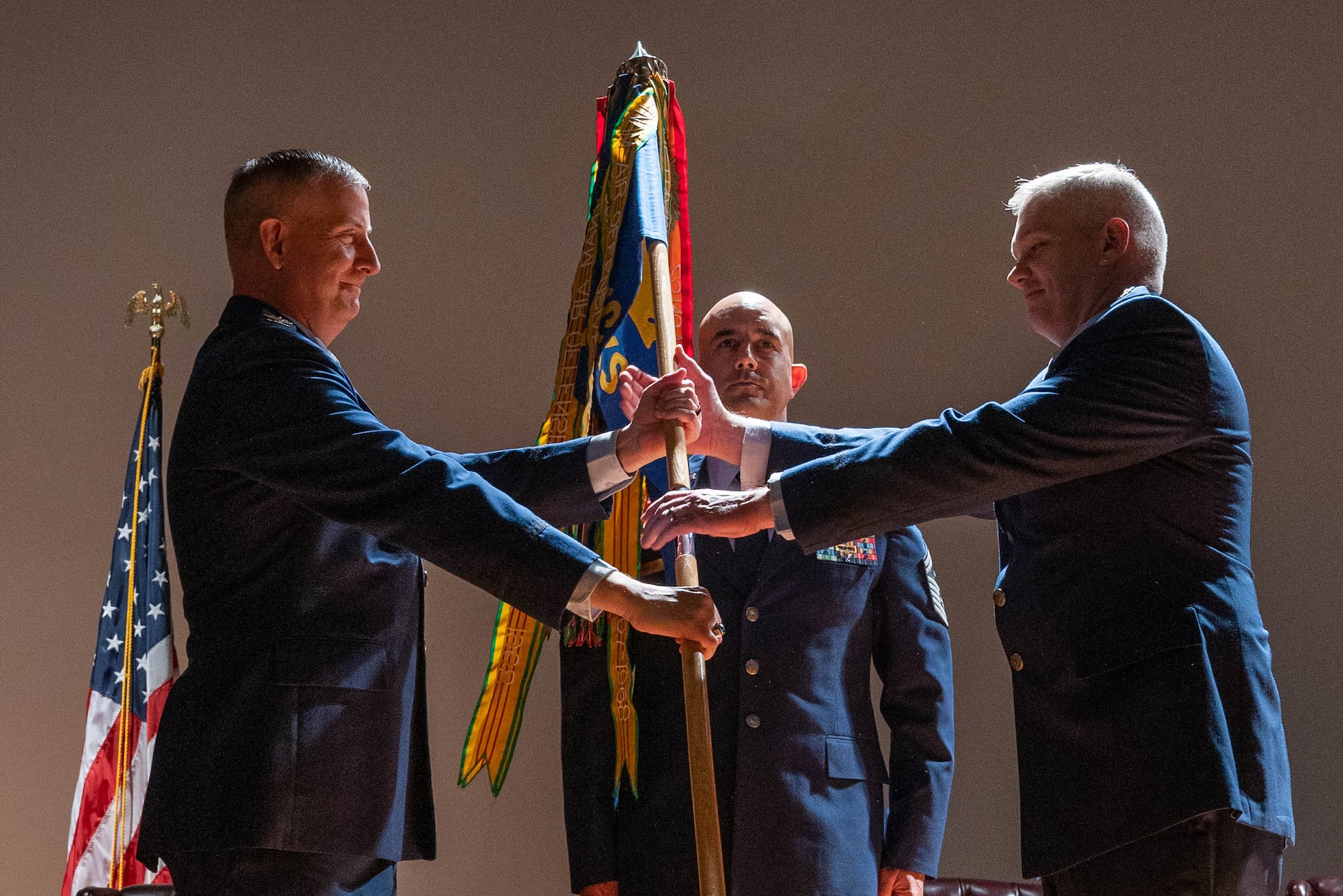 Lt. Col. Jason L. Brooks assumed command of the 315th Maintenance Squadron from the relinquishing commander, Lt. Col. Taylor Adams, at the base theater here, Jan 7th, 2023.

Col. Brett Newman, 315th Maintenance Group commander, officiated the ceremony and passed the unit guideon to Brooks.