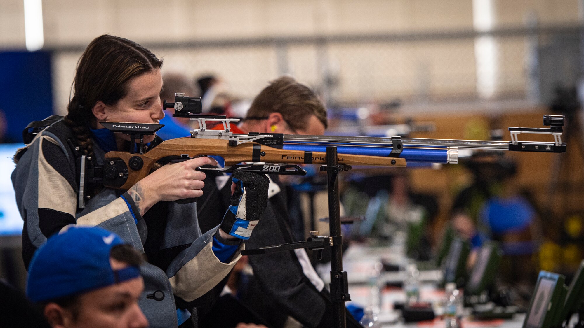 A person shoots at a target.