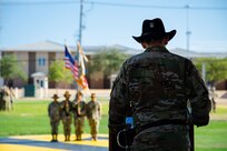 Lt. Col. Ralph E. Schneider IV, Battalion Commander of the 15th Finance Battalion, addresses the newly reactivated unit on August 17, 2022, in Fort Hood, TX. The activation ceremony is significant because the 15th Finance Battalion, originally called the 15th Finance Company, was assigned to the 1st Cavalry Division when it was first created on March 15, 1971, before it was redesignated.  (Photo by U.S. Army SGT Froylan Grimaldo, 1st Cavalry Division Public Affairs)