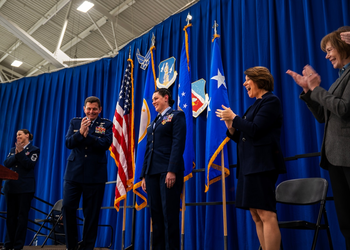 U.S. Air Force Maj. Katie Lunning, 133rd Medical Group, receives the Distinguished Flying Cross Decoration, Jan. 7, 2023, St. Paul, Minn.