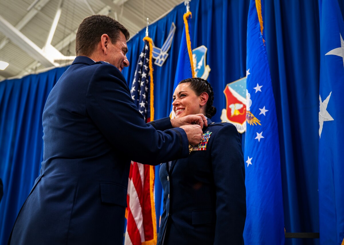 U.S. Air Force Maj. Katie Lunning, 133rd Medical Group, receives the Distinguished Flying Cross Decoration, Jan. 7, 2023, St. Paul, Minn.