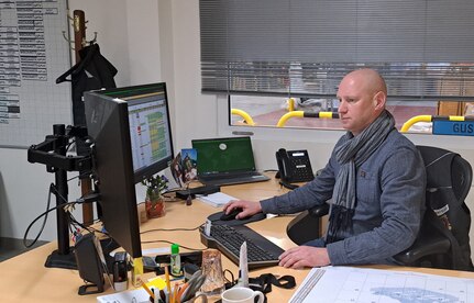 Gus Elius, a supply technician at the Logistics Readiness Center Benelux Property Book Office, is responsible for cyclic inventories on a quarterly and annual basis as well as monthly inventories on all sensitive items. He also is starting to learn a little bit about Financial Liability Investigation of Property Loss, or FLIPL reports, when a property book item is lost or damaged, and he has other duties like helping to clear customers from their hand receipts when they’re out-processing. (U.S. Army courtesy photo)