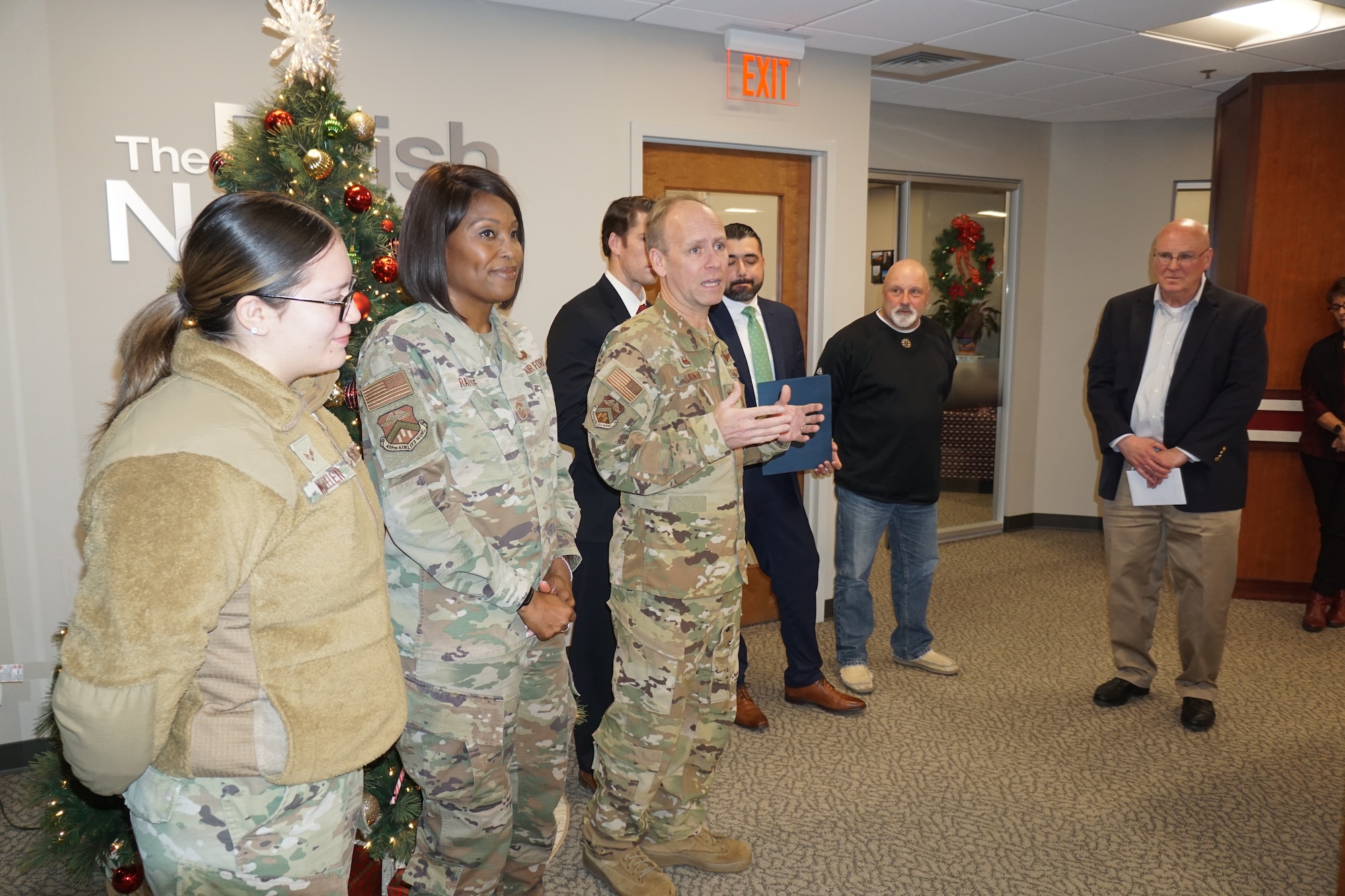 On Dec 21 Colonel Joseph Janik, 439 AW commander and Chief Master Sgt. Rosiline Ratliff, 439 AW command chief attended a recognition event at Polish National Credit Union.