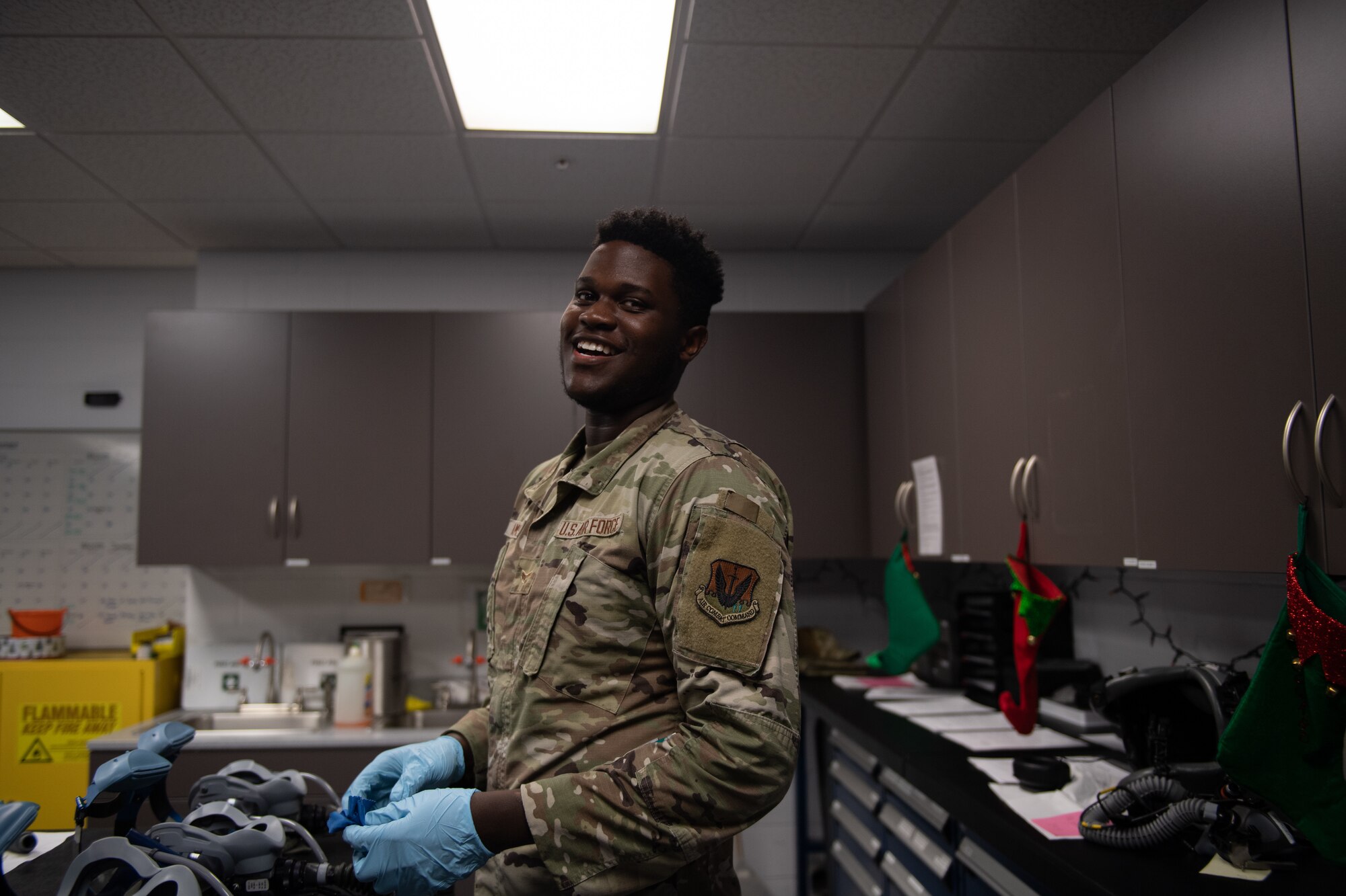 Airman laughing