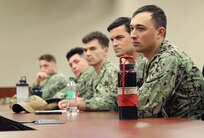U.S. Navy Sailors attached to USS Mitscher (DDG 57) and USS Mahan (DDG 72) attend the Steering & Propulsion Control System (SPCS) Physical Throttle Training Summit at the DDG 51 Land Based Engineering Site (LBES) at Naval Surface Warfare Center, Philadelphia Division on Nov. 9, 2022. (U.S. Navy photo by Phil Scaringi/Released)