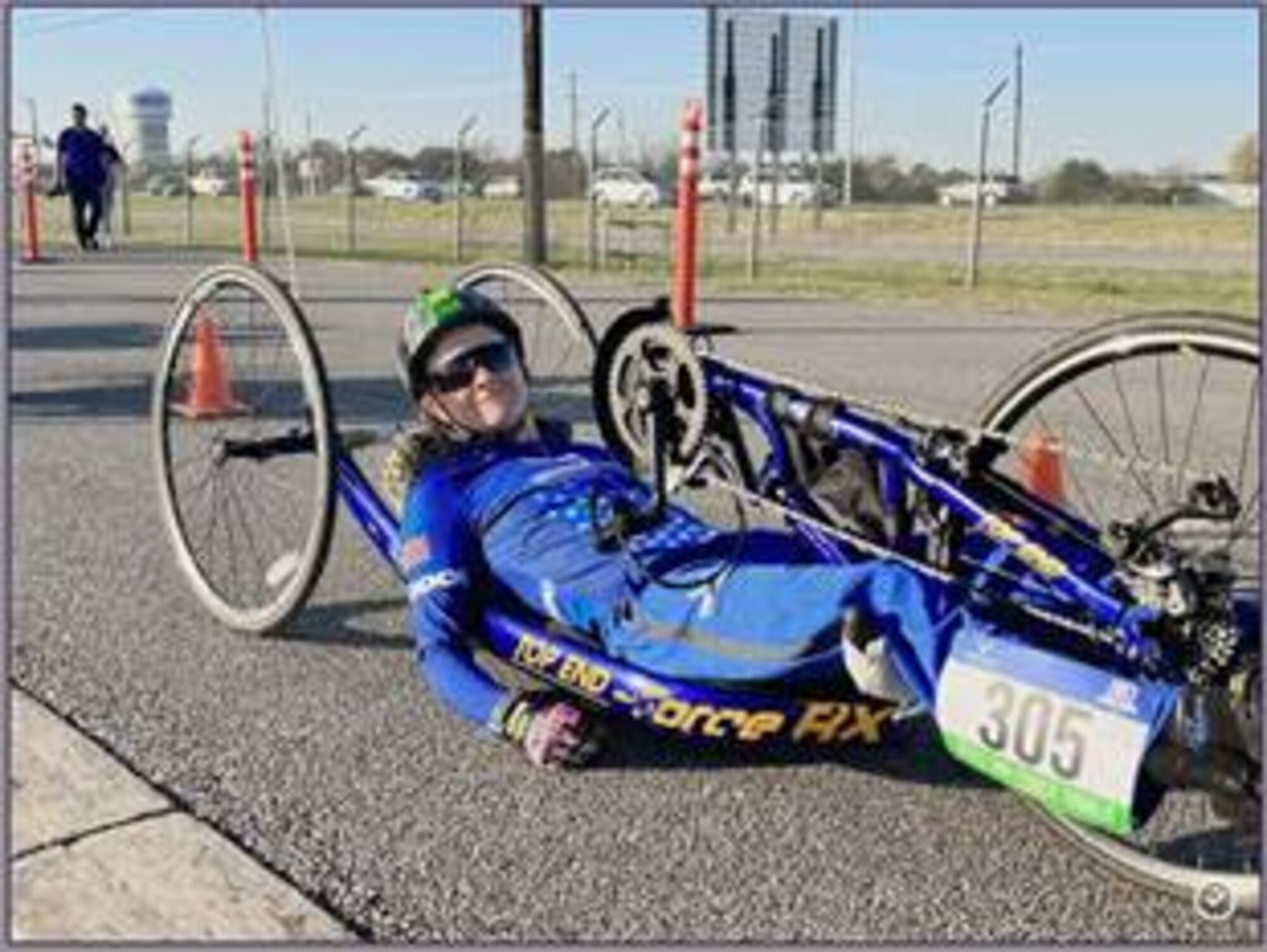 Major Heather Sealover in her hand cycle