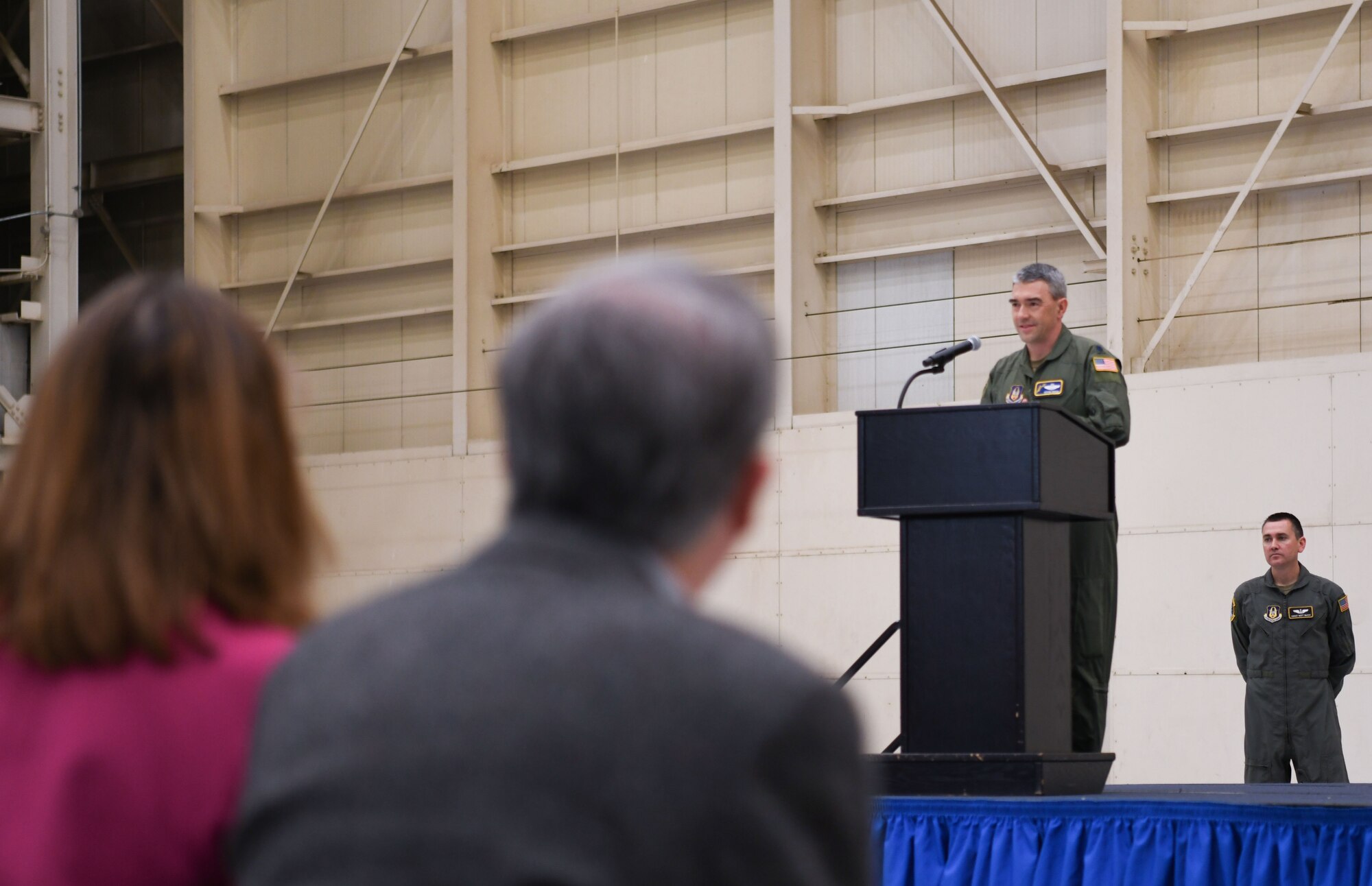 Lt. Col. Snow speaks during a ceremony as he assumes command of the 349th Operations Group at Travis Air Forces Base, California, January 07, 2023.
