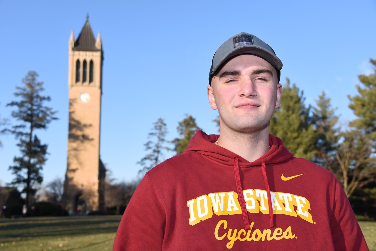 Feenstra stands in front of Campanile