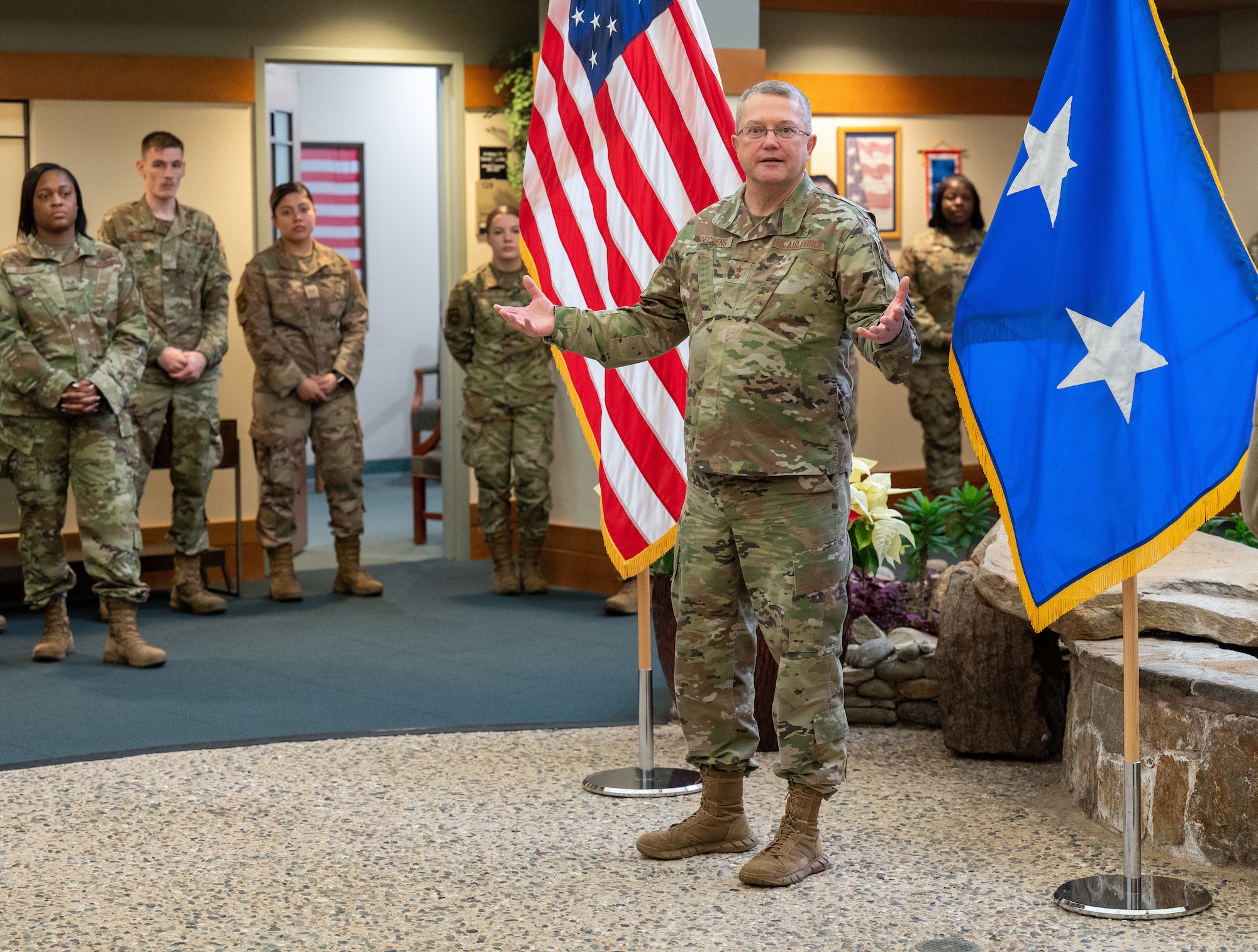Chaplain (Maj. Gen.) Randall Kitchens and Chief Master Sgt. Sadie Chambers visit AFMAO