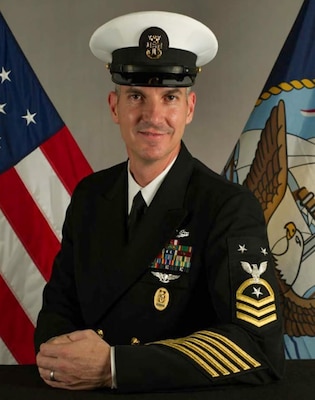 Command Master Chief Chad Lunsford poses for his official portrait, Jan. 10, 2021. (U.S. Navy photo by courtesy asset)