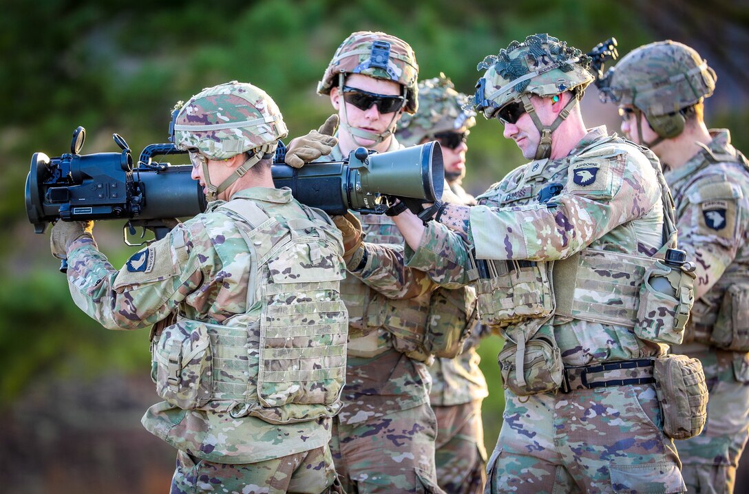 Soldiers maintain their proficiency on the Carl Gustaf 84mm Recoilless Rifle on a range at Fort Campbell, KY January 9, 2023