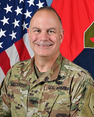 Colonel Brian McCarthy was commissioned through OCS in 1998. An Armor officer, he has served in the XVIII Airborne Corps, 2nd, 3rd, 4th Infantry Divisions, and the 1st Cavalry Division among other units. Colonel McCarthy’s initial assignment after commissioning was as a Scout Platoon leader in 4th Squadron, 7th Cavalry Regiment. Other company grade assignments include Recon Platoon Leader and Troop Executive Officer in E Troop, 9th Cavalry; Assistant S3 in the 1st Battalion, 67th Armor Regiment and commander of both H Troop, 10th Cavalry and B Troop, 1st Squadron, 10th Cavalry
Regiment.

As a field grade officer, Colonel McCarthy served as the Operations Officer for 2nd Battalion, 8th Infantry Regiment and Executive Officer for 1st Battalion, 72nd Armor Regiment. He also served as the 2nd Infantry Division’s Maneuver Planner, and as the 2ID’s Secretary of the General Staff and Deputy Chief of Staff.

Colonel McCarthy commanded the 3rd Battalion, 8th Cavalry Regiment, 1st Cavalry Division, leading the Warhorse battalion as a Regionally Aligned Force in the Republic of Korea, as well in the Middle East in support of Operations Spartan Shield and Inherent Resolve. Following battalion command, he served at the Joint Multinational Readiness Center in Hohenfels, Germany as a Task Force Senior, leading the Timberwolves Team, and subsequently as the Deputy Commander of Operations Group.

Colonel McCarthy is a graduate of the Armor Officer Basic and Infantry Captains’ Career Courses and was a Command and General Staff College Art of War Scholar. He is also a graduate of the School of Advanced Military Studies and the Army War College’s Carlisle Scholars Program.

Colonel McCarthy has served in Europe, Asia, and the Middle East, including three deployments in support of Operation Iraqi Freedom and another for Operation Inherent Resolve. His awards include the Purple Heart, the Bronze Start Medal, the Meritorious Service Medal, and the Humanitarian Service Medal.