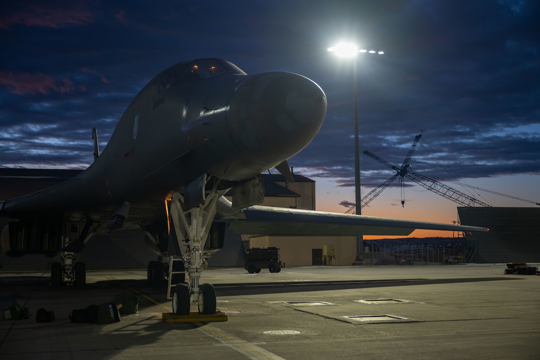 A B-1B Lancer sits prepared to embark to the Indo-Pacific for a CONUS-to-CONUS mission on the flightline at Ellsworth Air Force Base, South Dakota, Jan. 9, 2023. The U.S. is committed to upholding a rules-based, free and open Indo-Pacific that protects the sovereignty of every nation, ensures the peaceful resolution of disputes without coercion, promotes free, fair and reciprocal trade, and preserves freedom of navigation. (U.S. Air Force photo by Airman 1st Class Adam Olson)