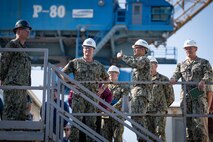 Adm. Samuel Paparo (2nd from left), commander, U.S. Pacific Fleet, met with senior leadership from Pearl Harbor Naval Shipyard and Intermediate Maintenance Facility to discuss the U.S. Navy's maintenance mission and how the shipyard keeps the fleet fit to fight in this crucial area of operations, Jan. 10, 2023. (Official U.S. Navy photo by Dave Amodo)