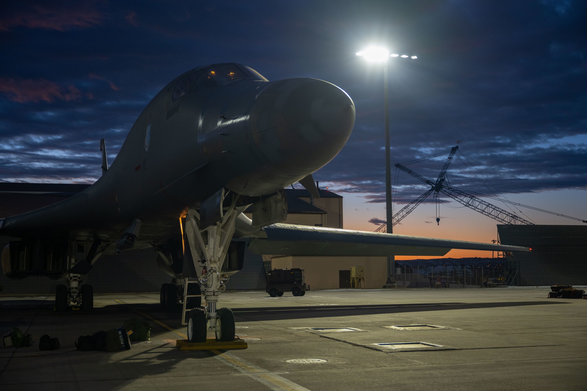 A B-1B Lancer sits prepared to embark to the Indo-Pacific for a CONUS-to-CONUS mission on the flightline at Ellsworth Air Force Base, South Dakota, Jan. 9, 2023. The U.S. is committed to upholding a rules-based, free and open Indo-Pacific that protects the sovereignty of every nation, ensures the peaceful resolution of disputes without coercion, promotes free, fair and reciprocal trade, and preserves freedom of navigation. (U.S. Air Force photo by Airman 1st Class Adam Olson)