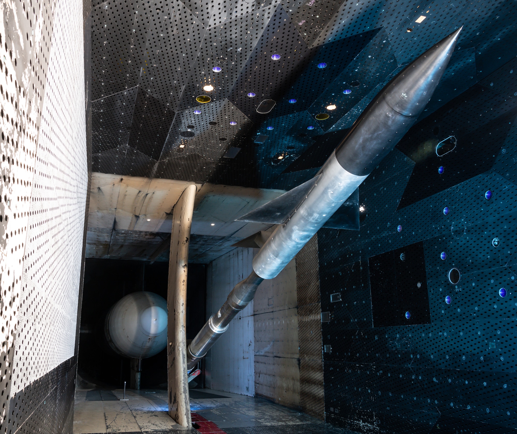 A standard model installed in a wind tunnel