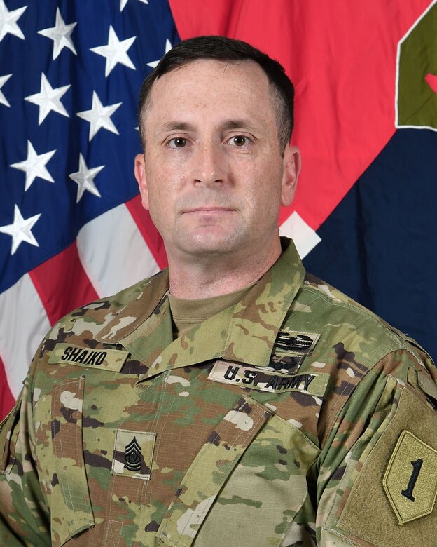 Command Sergeant Major Christopher Shaiko hails from Springfield, VA. He entered the United States Army in February 1998 as a Patriot System C2 Operator and later reclassified to an Armored Reconnaissance Specialist in 2000. CSM Shaiko has served in heavy and light units throughout his career and has held every leadership position including Squad Leader, Section Leader, Platoon Sergeant, First Sergeant and Operations Sergeant Major. He recently served as the 1st Squadron, 16th Cavalry Regiment’s Command Sergeant Major.His assignments include the 108th Air Defense Artillery Brigade, Fort Bliss, TX., 3rd Squadron, 3rd Armored Cavalry Regiment, Fort Carson CO., 4th Squadron, 7th Cavalry Regiment, Camp Garry Owen, Korea, 2nd Battalion, 7th Infantry Regiment, Fort Stewart, GA., 1st Squadron, 38th Armor Regiment, 525thBFSB, Fort Bragg, NC. His broadening assignments include positions as a Senior Observer Controller/Trainer in 1st Squadron, 409th Regiment (CAV) (TS), Fort Knox, KY., and as the Senior Military Science Instructor at Iowa State University Army ROTC. CSM Shaiko has two combat deployments insupport of Operation Iraqi Freedom and a peace keeping mission in Kosovo.CSM Shaiko’s education includes all levels of NCOPDS culminating with United States Army Sergeants Major Academy, Class 68. He holds a Bachelor of Liberal Arts degree from Excelsior College, Albany, NY. and is currently working towards a Master’s degree in Defense and Strategic Studies fromUniversity Texas at El Paso.
