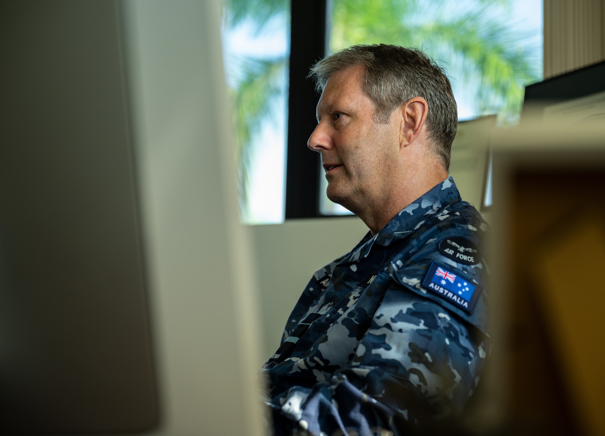 Photo of Royal Australian Air Force Air Vice-Marshal Carl Newman at Pacific Air Forces Headquarters on Joint Base Pearl Harbor-Hickam, Hawaii.