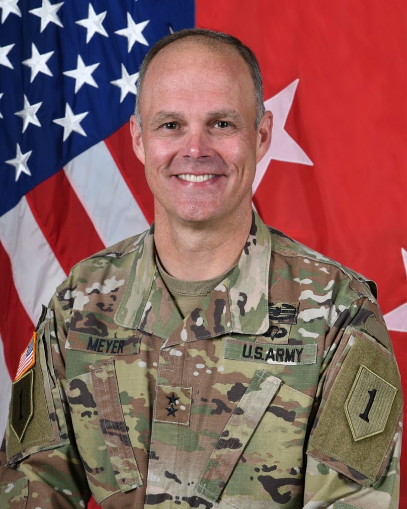Major General John V. Meyer, III graduated from the Virginia Military Institute (VMI) in 1993 and was commissioned into the Armor Branch.

MG Meyer has served in a variety of positions throughout the United States, Europe, and Asia. He has commanded the 2d Battalion, 28th Infantry Regiment and the 2d Cavalry Regiment. He has also served as the Deputy Commanding General (Maneuver), 4th Infantry Division.

MG Meyer’s staff assignments include service as the Director of Training, G3, U.S. Army Forces Command; Executive Assistant to the Chairman of the Joint Chiefs of Staff; and most recently, as the G3, U.S. Army Europe and Africa.
MG Meyer holds a degree in history from VMI and is a graduate of the U.S. Army’s School of Advanced Military Studies and the U.S. Naval War College. His awards include operational campaign medals for Southwest Asia, Iraq, and Afghanistan.