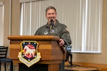 Col. James Freid-Studlo, West Virginia Air National Guard director of operations, addresses the audience at his promotion ceremony at the 167th Airlift Wing, Martinsburg, West Virginia, Jan. 6, 2023