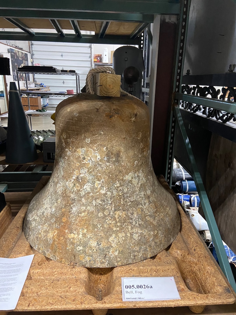 A bell from the U.S. Lighthouse Service’s Lightship Nantucket (LV-117), which sank on May 15, 1934, costing the lives of seven crew members. (Photo by Martin Berman-Gorvine)