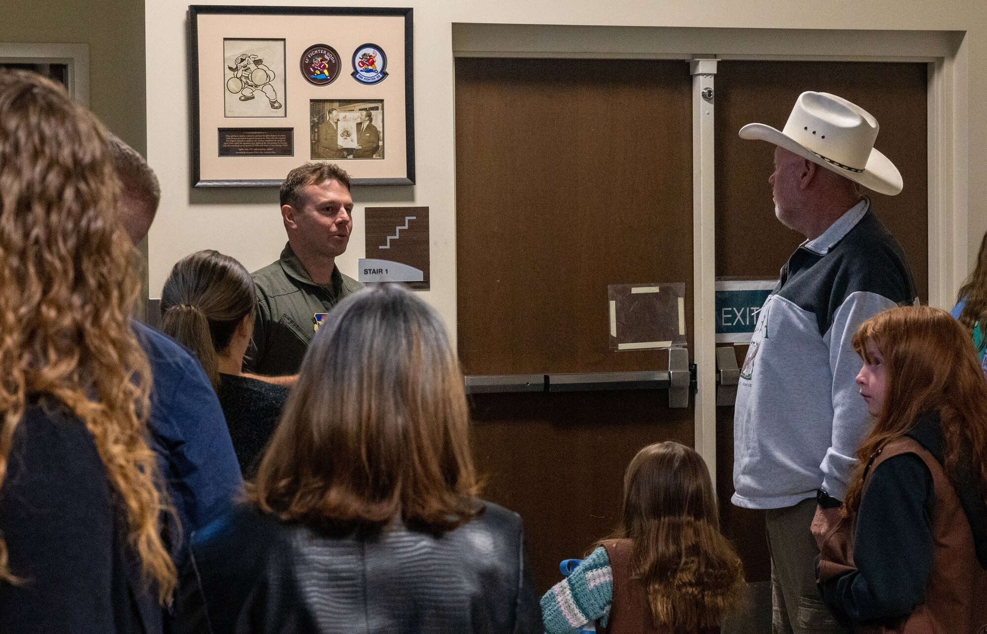 U.S. Air Force Lt. Col. Tyler Smith, 62nd Fighter Squadron commander, gives a tour of the 62nd FS to a local Girl Scouts troop Jan. 11, 2023, at Luke Air Force Base, Arizona.