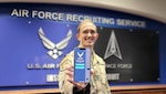 Graphic is a screen shot of the Air Force Recruiting Service’s Aim High mobile application
