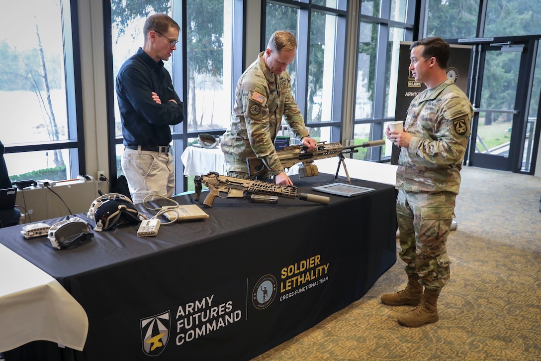 Army leaders and industry professionals gather at the American Lake Conference Center on Joint Base Lewis-McChord, Jan. 9, 2023, to discuss modernization and readiness at the Stryker Leader's Summit.