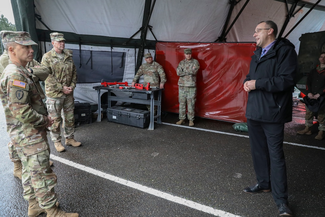 Army leaders and industry professionals gather at the American Lake Conference Center on Joint Base Lewis-McChord, Jan. 9, 2023, to discuss modernization and readiness at the Stryker Leader's Summit.