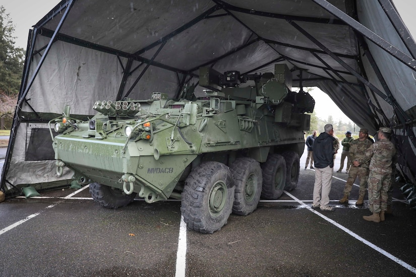 Army leaders and industry professionals gather at the American Lake Conference Center on Joint Base Lewis-McChord, Jan. 9, 2023, to discuss modernization and readiness at the Stryker Leader's Summit.