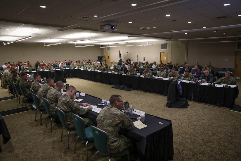 Army leaders and industry professionals gather at the American Lake Conference Center on Joint Base Lewis-McChord, Jan. 9, 2023, to discuss modernization and readiness at the Stryker Leader's Summit.