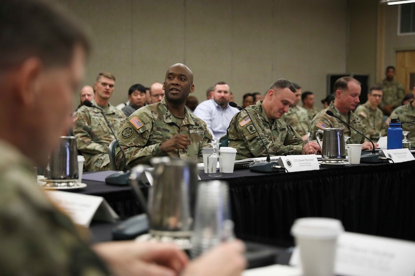 Army leaders and industry professionals gather at the American Lake Conference Center on Joint Base Lewis-McChord, Jan. 9, 2023, to discuss modernization and readiness at the Stryker Leader's Summit.