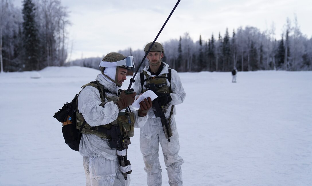 Special Tactics Airmen assigned to 24th Special Operations Wing, Detachment 1, conduct an aerial insertion and field training exercise at Camp Mad Bull training site on Joint Base Elmendorf-Richardson, Alaska, Jan. 10, 2023. The 24 SOW Det 1 Special Tactics Airmen are capable of assessing and opening anything from a major international airport to clandestine dirt strips in either permissive or hostile locations, providing strategic access for follow-on forces during global contingencies, and joint readiness exercises. Alaska Army National Guardsmen assigned to the 207th Aviation Battalion flew UH-60L and HH-60M Black Hawk helicopters in order to support the aerial insertion, medical evacuation and hoist training of the Special Tactics teams. The Alaska Army National Guard’s GSAB routinely trains with all branches of the military as well as civilian agencies to increase its operational interoperability and to be ready for a wide range of federal and state missions.