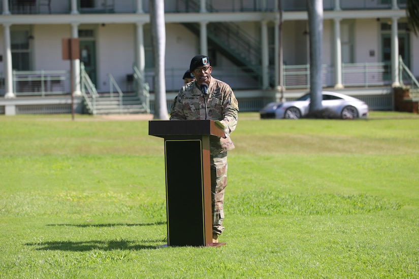 FORT SHAFTER, Hawaii - U.S. Army Pacific bid farewell to Command Sgt. Maj. Jason J. Fillmore, U.S. Army Pacific Headquarters and Headquarters Battalion command sergeant major, and welcomed Command Sgt. Maj. Brian D. Seager, during a Change of Responsibility ceremony on Historic Palm Circle, here, Jan. 11.