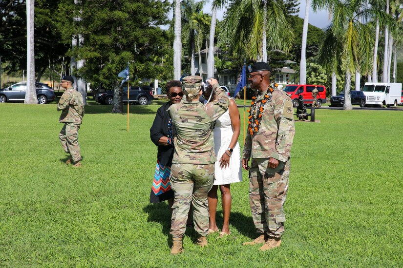 FORT SHAFTER, Hawaii - U.S. Army Pacific bid farewell to Command Sgt. Maj. Jason J. Fillmore, U.S. Army Pacific Headquarters and Headquarters Battalion command sergeant major, and welcomed Command Sgt. Maj. Brian D. Seager, during a Change of Responsibility ceremony on Historic Palm Circle, here, Jan. 11.