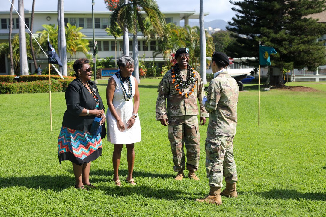 FORT SHAFTER, Hawaii - U.S. Army Pacific bid farewell to Command Sgt. Maj. Jason J. Fillmore, U.S. Army Pacific Headquarters and Headquarters Battalion command sergeant major, and welcomed Command Sgt. Maj. Brian D. Seager, during a Change of Responsibility ceremony on Historic Palm Circle, here, Jan. 11.