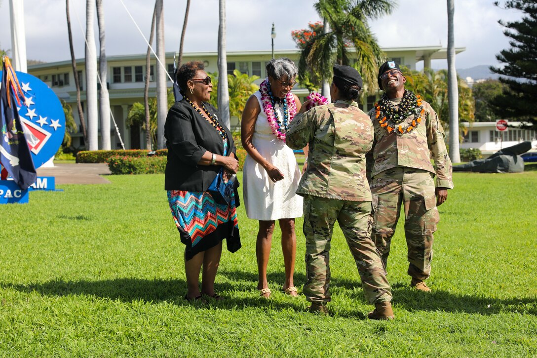 FORT SHAFTER, Hawaii - U.S. Army Pacific bid farewell to Command Sgt. Maj. Jason J. Fillmore, U.S. Army Pacific Headquarters and Headquarters Battalion command sergeant major, and welcomed Command Sgt. Maj. Brian D. Seager, during a Change of Responsibility ceremony on Historic Palm Circle, here, Jan. 11.