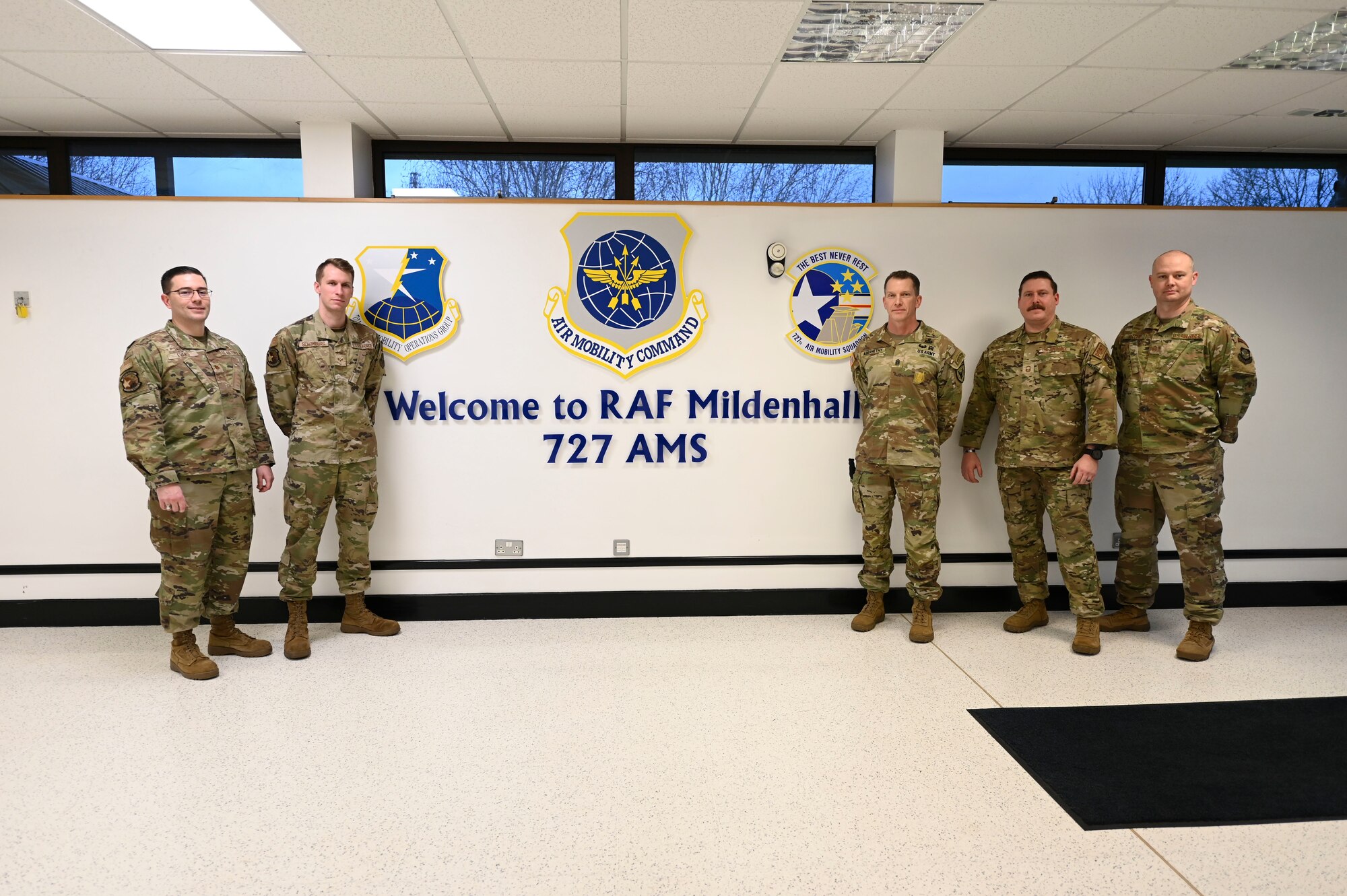 Abernethy was introduced to the Air Mobility Command services offered to travelers on official duty and their families through the Patriot Express.