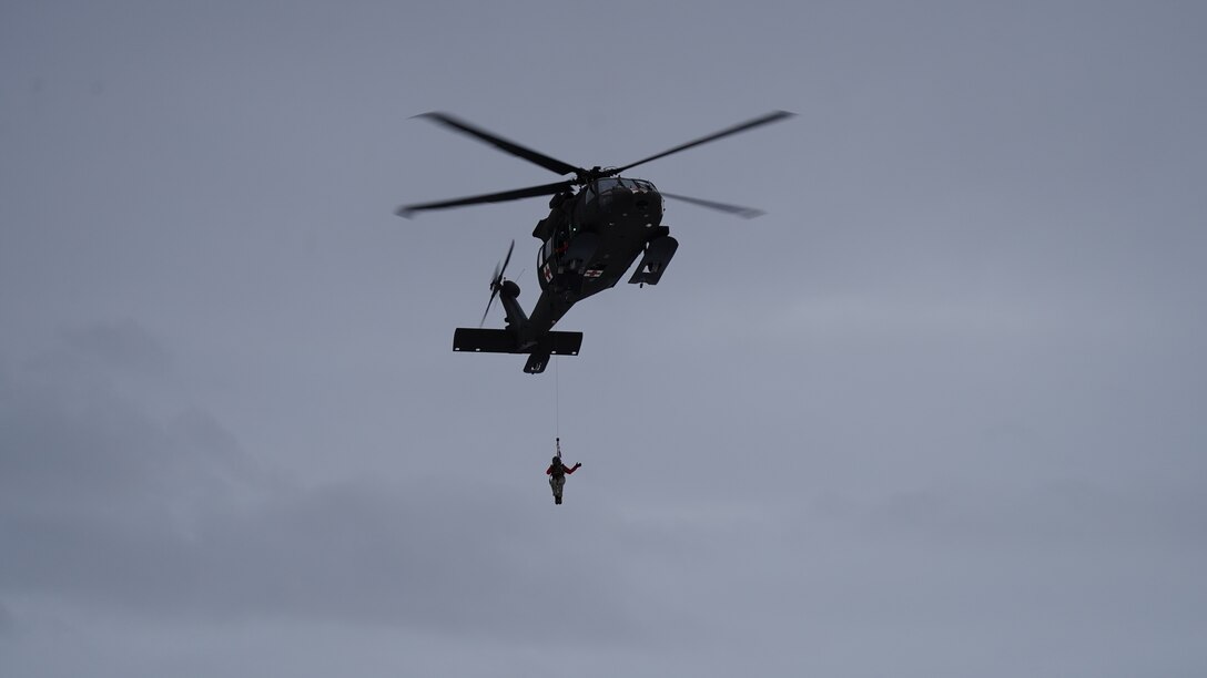 Alaska Army National Guard’s Detachment 1, Gulf Company, 2-211th General Support Aviation Battalion, rescued a distressed individual Jan. 17 from the Main Bay Hatchery 20 miles southwest of Whittier.