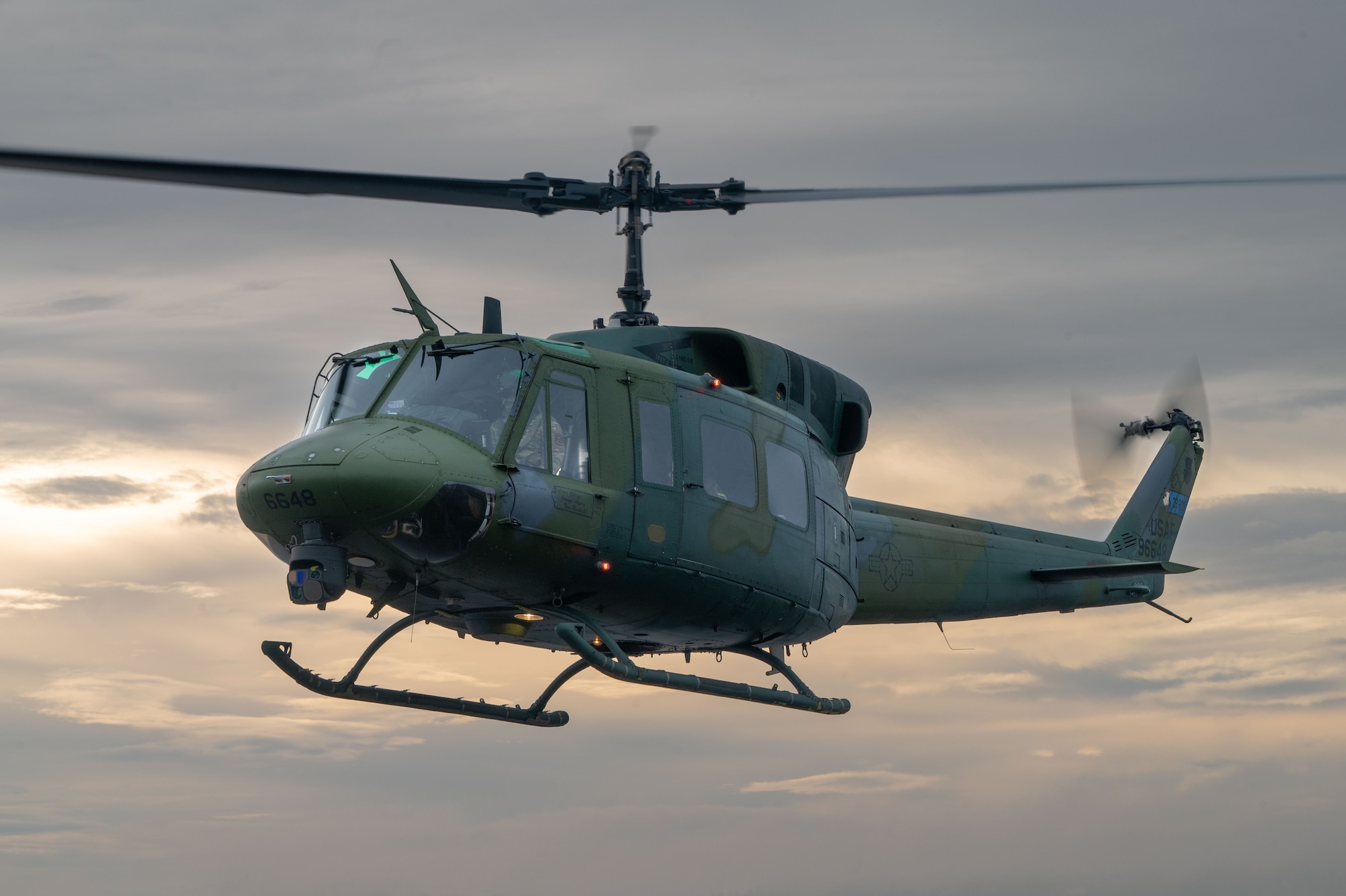 U.S. Air Force UH-1N Huey number 6648 assigned to the 36th Rescue Squadron hits the 20,000-hour flight mark at Fairchild Air Force Base, Washington, Jan. 13, 2023. The 36th RQS completed 759 flights in 2022, with its fleet of UH-1Ns averaging 18,000 hours total flight time. (U.S. Air Force photo by Airman 1st Class Stassney Davis)