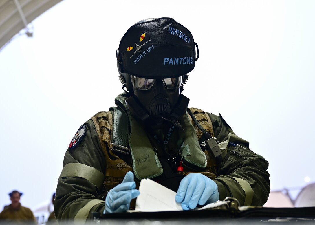 Pilot performs preflight check