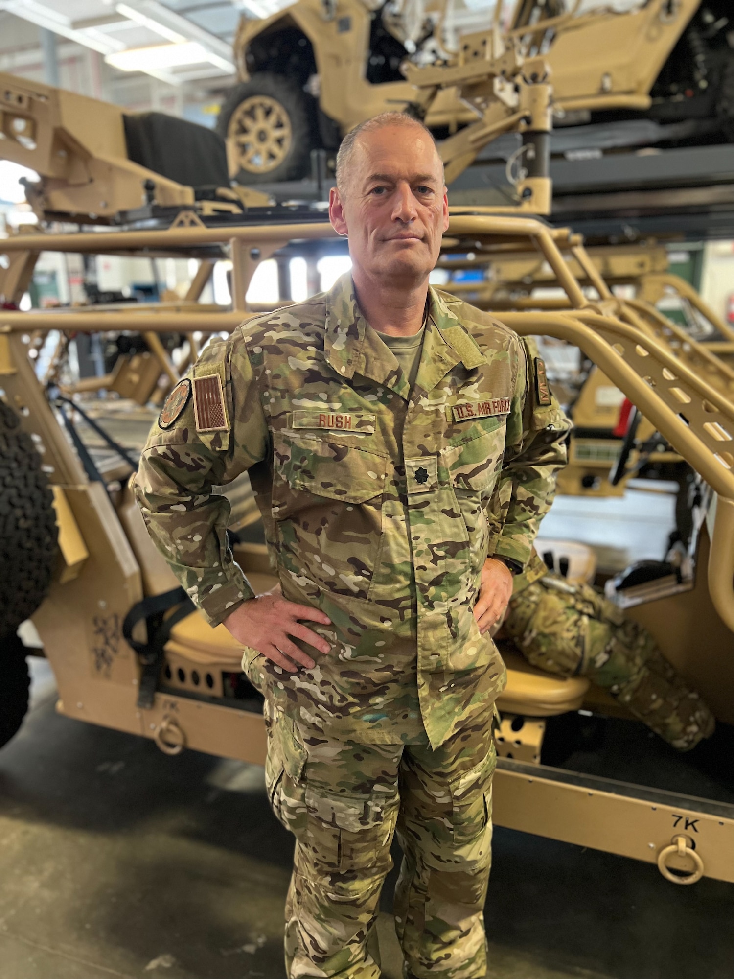 U.S. Air Force Lt. Col. Stephen "Doc" Rush, medical group commander for the 106th Rescue Wing  who took part as a medical advisor in the 2018 Thai Cave rescue pictured here in the 103rd Rescue Squadron boat barn at F.S. Gabreski Air National Guard Base, Westhampton Beach, N.Y. on Aug. 11, 2022 (U.S. Air National Guard photo by Maj. Michael O'Hagan)