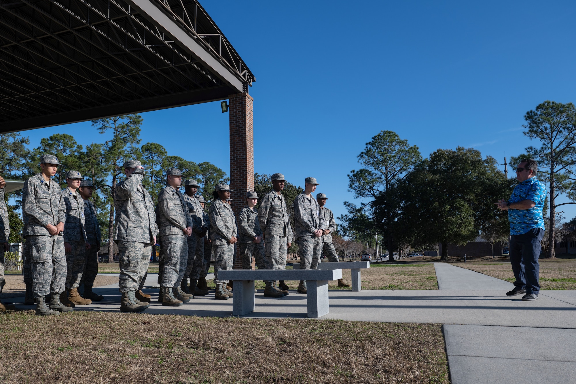 Thomasville High School Junior ROTC students learn about aircraft history.