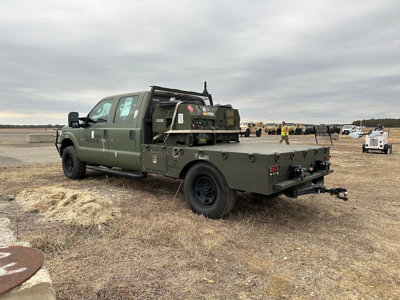 A retrofitted Light Service Support Vehicle assigned to the 621st Contingency Response Wing sits parked near the flightline January 12, 2023, at Joint Base McGuire-Dix-Lakehurst, New Jersey. It is the CRW leadership’s plan to retrofit the entire fleet of 48 vehicles over the next five years. (U.S. Air Force photo by Tech. Sgt. Anastasia Tompkins)