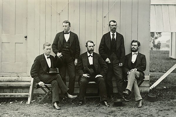 William Harkness , seated center, with the U.S Transit of Venus Commission in 1882. Harkness' research with the Naval Observatory was instrumental in the understanding of discrepancies in magnetic compass readings aboard ironclad ships, and his tracking of solar parallaxes and their related constants are still impactful to the field of astronomy. The Navy honored Harkness with the honorary rank of rear admiral following his retirement after 37 years of dedicated service.