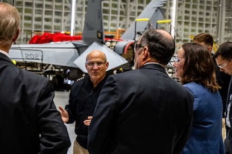 SAN ANTONIO (Jan, 5, 2023) - Chief of Naval Operations Adm. Mike Gilday tours Boeing in San Antonio, Texas, Jan. 5. During his visit, he toured the facility, visited with employees and was briefed on advancements in technology and capabilities for current and future plans and operations. (U.S. Navy photo by Michael B. Zingaro/released)